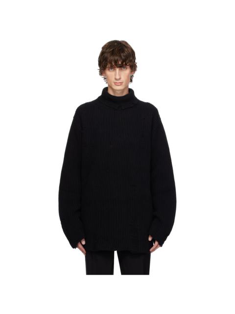 Ann Demeulemeester Black Jensen Distressed Turtleneck