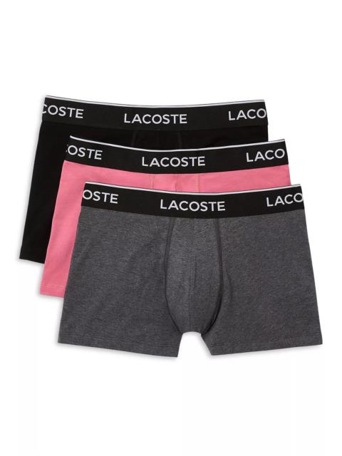 LACOSTE Cotton Stretch Logo Waistband Long Boxer Briefs, Pack of 3