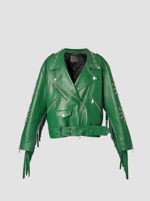 Erdem LEATHER OVERSIZED BIKER JACKET
