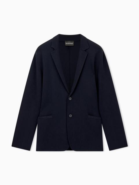 EMPORIO ARMANI SINGLE-BREASTED BLAZER IN TRAVEL ESSENTIAL KNIT FABRIC