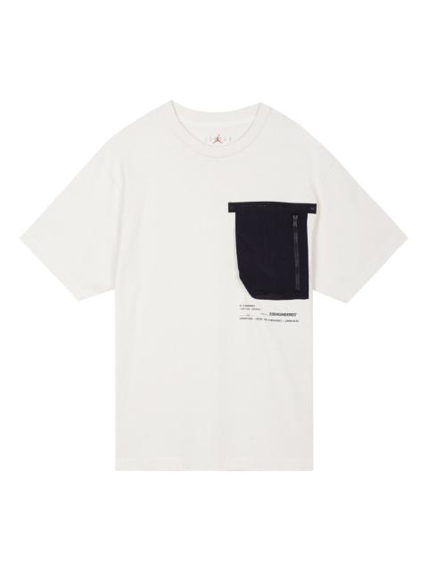 Jordan Men's Air Jordan 23 Engineered Contrasting Colors Pocket Round Neck Casual Short Sleeve Phantom Whit