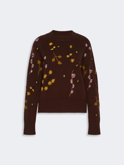 WEEKEND Max Mara RAFIA Embroidered wool sweater - DARK BROWN