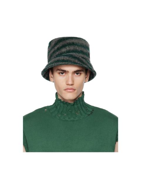 Green & Gray Striped Bucket Hat