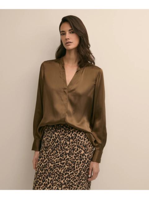 Brooks Brothers Silk Open V-Neck Blouse