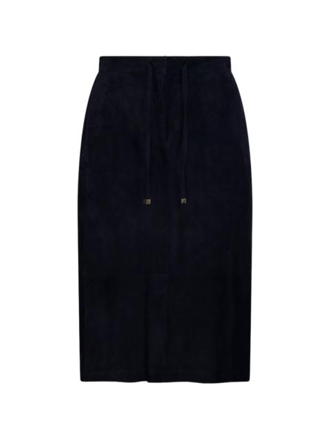 'S Max Mara Gazza drawstring suede midi skirt