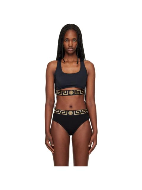 VERSACE Black Cutout Bikini Top