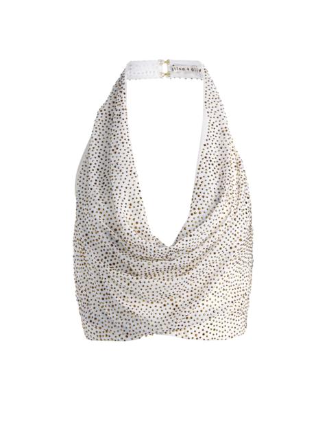 Alice + Olivia DANI EMBELLISHED HALTER TOP