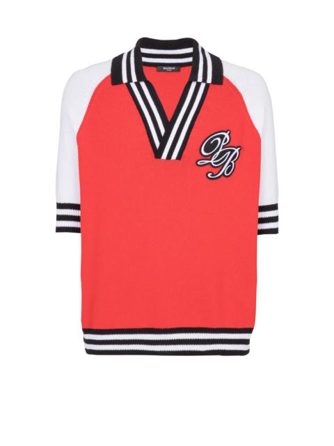 Balmain College Baseball PB Signature knit polo shirt