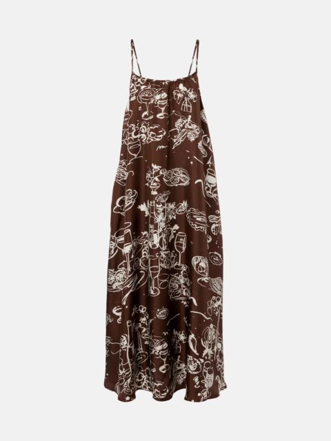 ASCENO Napoli printed silk twill maxi dress