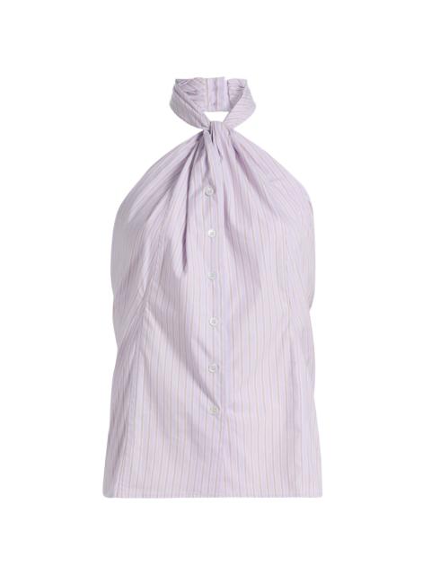 RONNY KOBO Women's Micala Pinstriped Cotton Open-Back Top - Hydrangea