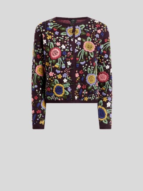Etro WOOL CARDIGAN WITH FLORAL EMBROIDERY
