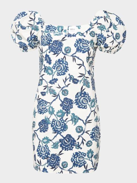 MISA Analie Puff-Sleeve Mini Dress