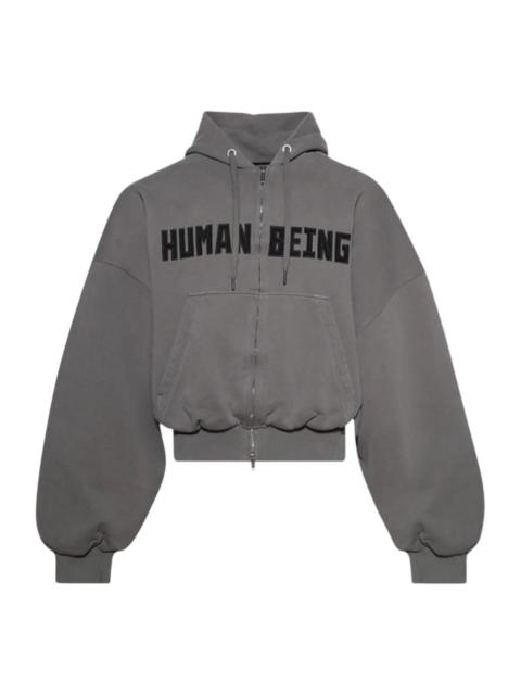 BALENCIAGA Balenciaga Human Being Round Zip-Up Hoodie 'Dark Grey' 827153TSVB91441