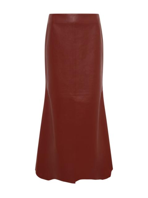 GABRIELA HEARST Edwardo Raw Cut Midi Skirt in Burnt Sienna Soft Leather