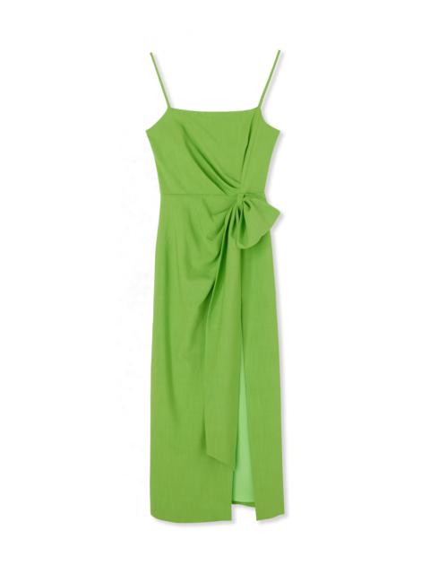 Flamed viscose canvas slip dress with knotted waist