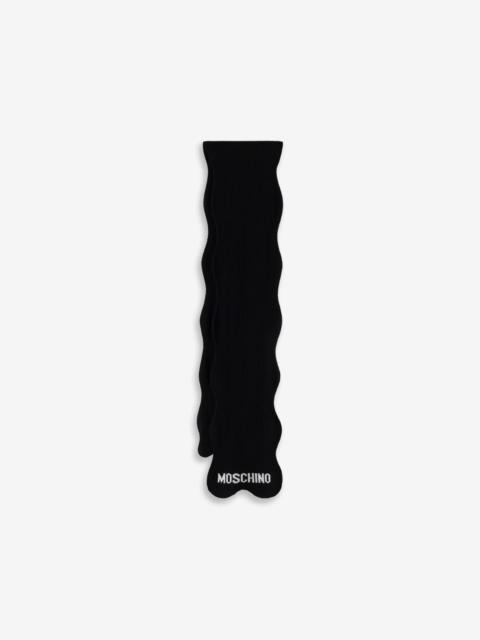 Moschino logo-knit wavy-edge scarf