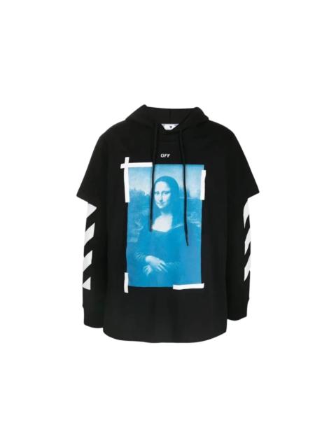 Off-White OFF-WHITE Blue Monalisa Double Tee Skate Fit Hoodie Black