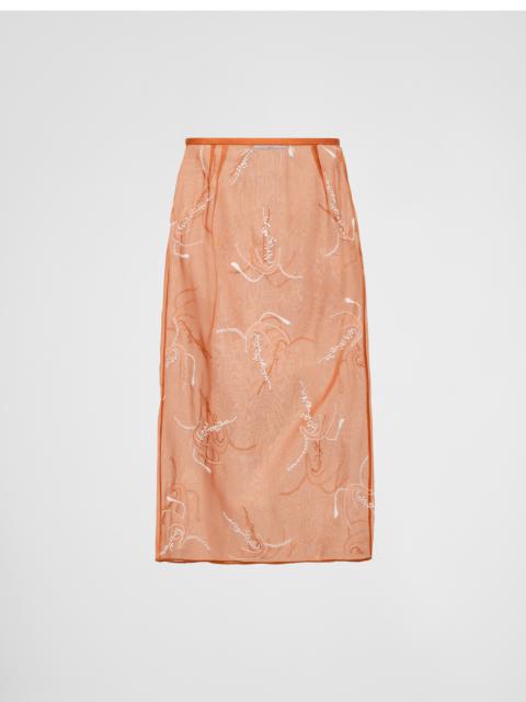 スカート PRADA Copper Organza Skirt Prada Mirror-embellished organza midi-skirt | REVERSIBLE