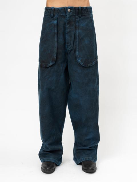 KIDILL Black and Blue Kidill Stained Duck Pants