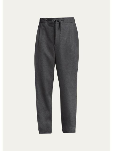 GIORGIO ARMANI Men's Upton Cashmere-Stretch Pleated Drawstring Pants
