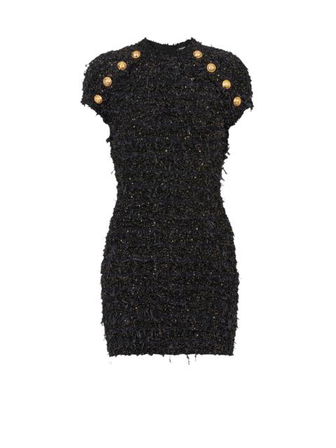 Balmain Short tweed dress with gold-tone buttons