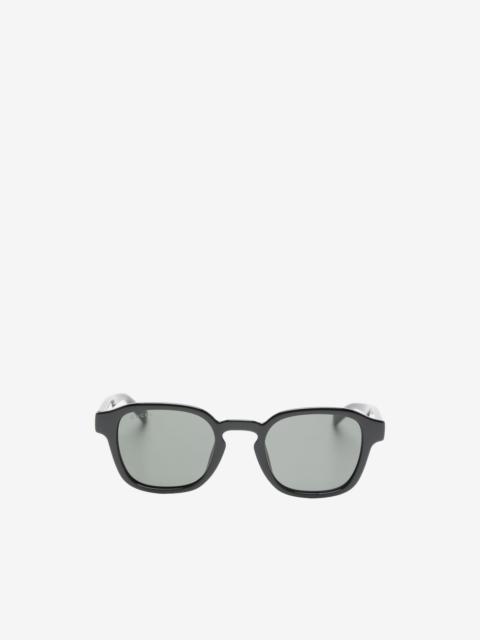 GUCCI Web-stripe geometric-frame sunglasses