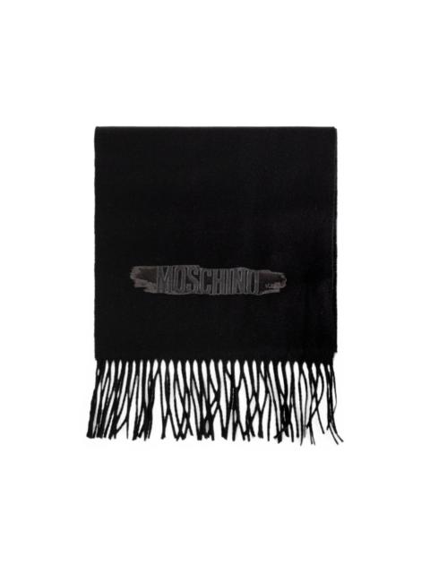 Moschino fringed logo-patch scarf