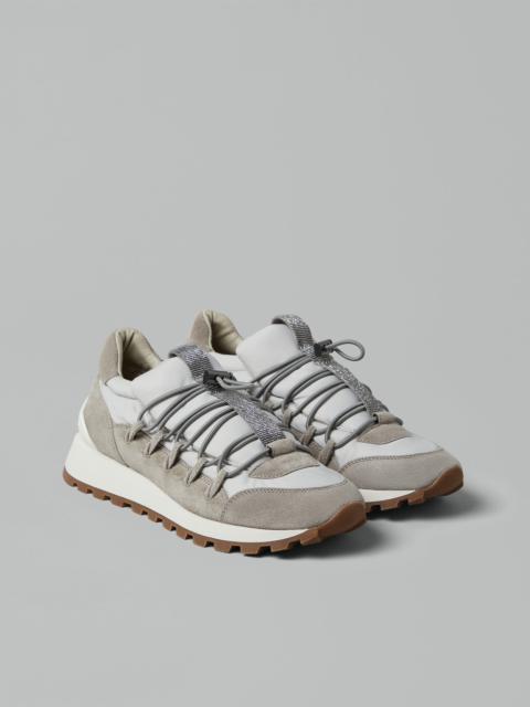 Brunello Cucinelli Suede and techno fabric runners with precious detail