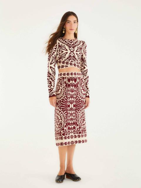 FARM RIO Pineapple Love Knit Midi Skirt