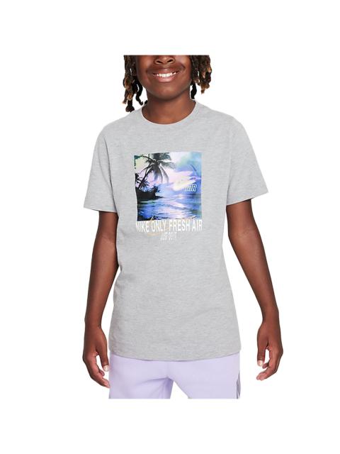 Nike Sportswear Fresh Air T-Shirt GS "Darkk Grey Heather / Laser Orange" HQ2650 063
