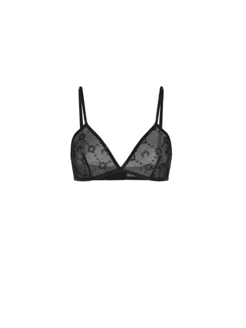 Marine Serre Regenerated Mesh Flock Glitter Bralette