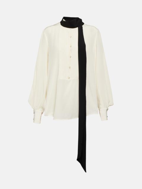 Tie-neck silk blouse