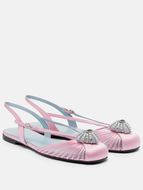 Valentino Cœur Royal satin slingback flats