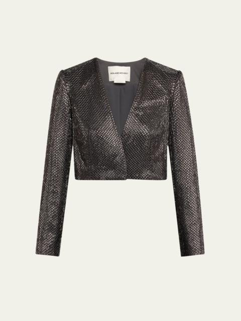 ROLAND MOURET Diamante Crepe Bolero Jacket