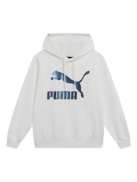 PUMA Classics Metallic Logo Hoodie 'White Blue' 535341-02