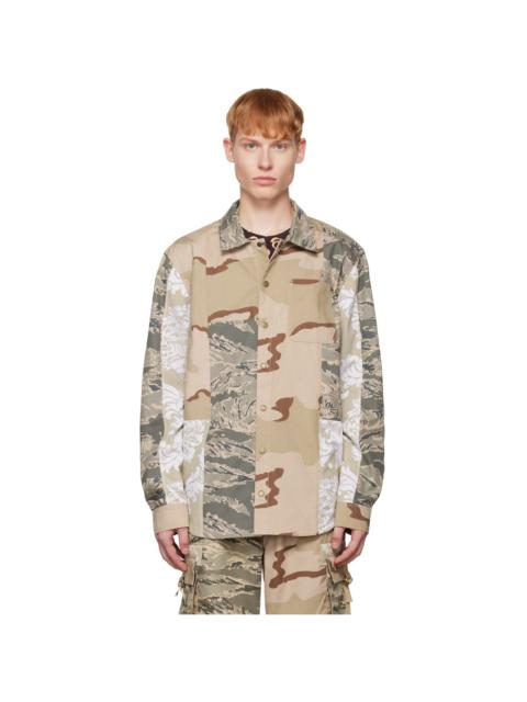 Marine Serre camouflage 인쇄 panelled 셔츠 재킷
