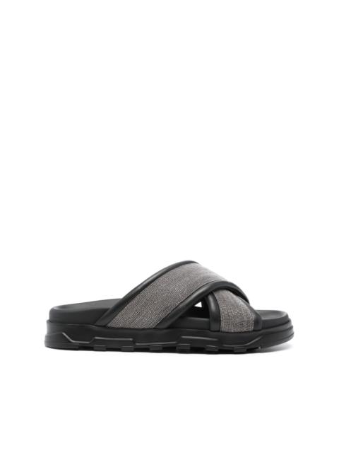 FABIANA FILIPPI rhinestone-embellished leather slides