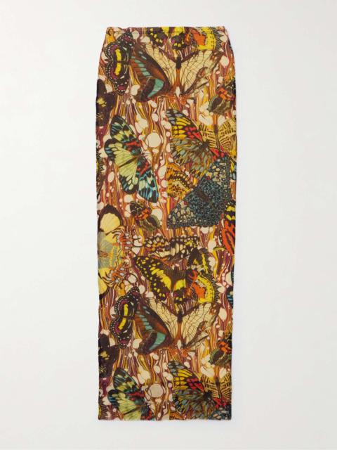 Jean Paul Gaultier Papillon printed mesh midi skirt