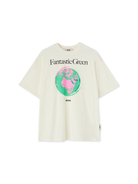 MSGM Organic cotton crewneck t-shirt from the MSGM Fantastic Green Capsule