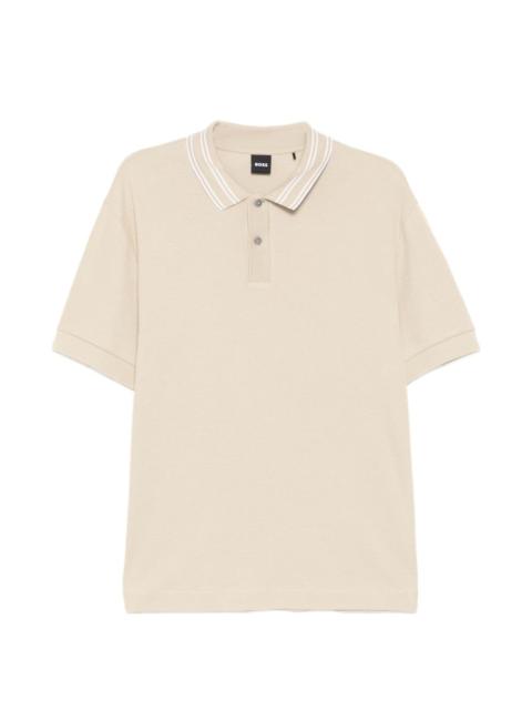 BOSS striped collar polo shirt