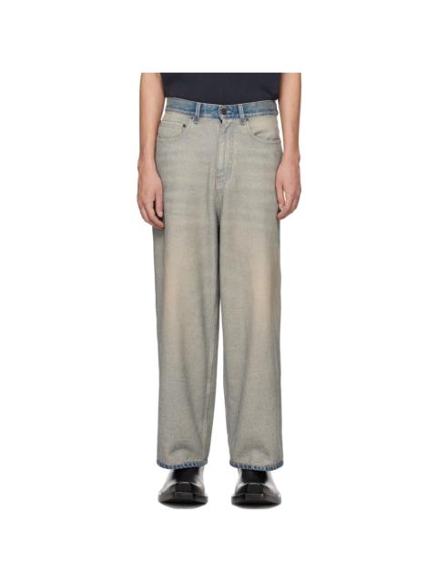BALENCIAGA Beige & Indigo Faded Jeans