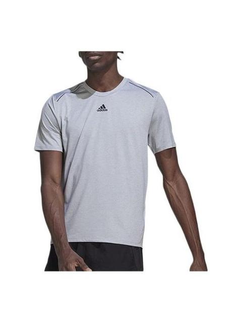 Men's adidas Hiit Cool Tee Athleisure Casual Sports Logo Round Neck Short Sleeve Gray T-Shirt HL8791