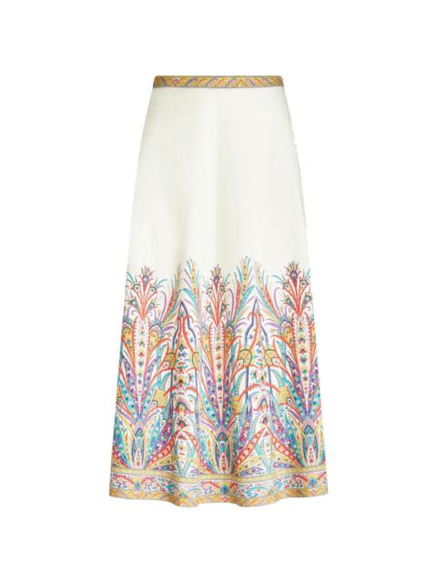 Etro graphic-print cotton-blend midi skirt