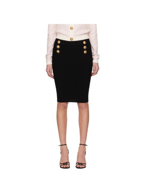 Balmain Black Knee Length Knit Midi Skirt