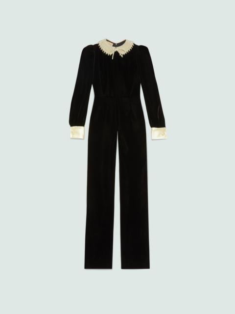 GUCCI Silk viscose jumpsuit with resin pearls