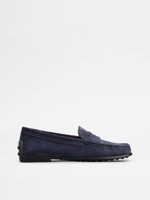 TOD'S CITY GOMMINO DRIVING SHOES IN SUEDE - BLUE
