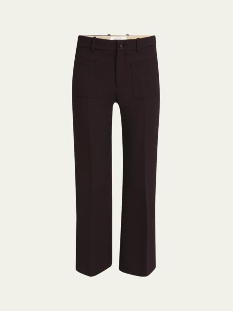 Flared Crop Cavalry Wool Trousers