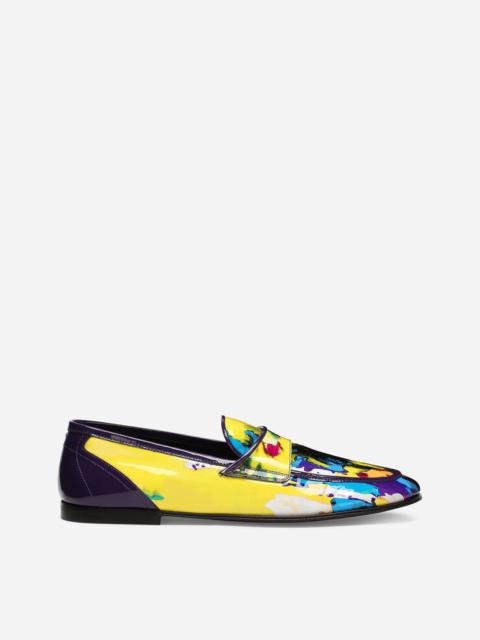 Patent calfskin Ariosto slippers with tie-dye effect