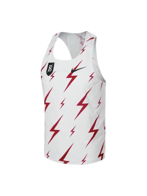 Nike NIKE Aeroswift Bowerman Track Club Running Racing Singlet 'White Red' CW1257-100