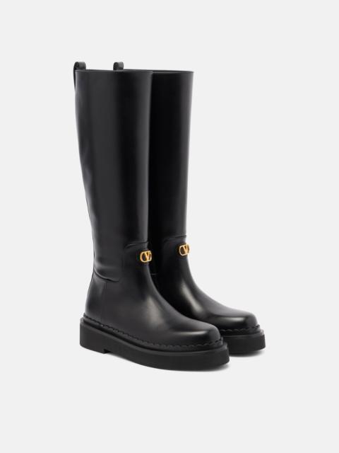 Valentino VLogo leather knee-high boots